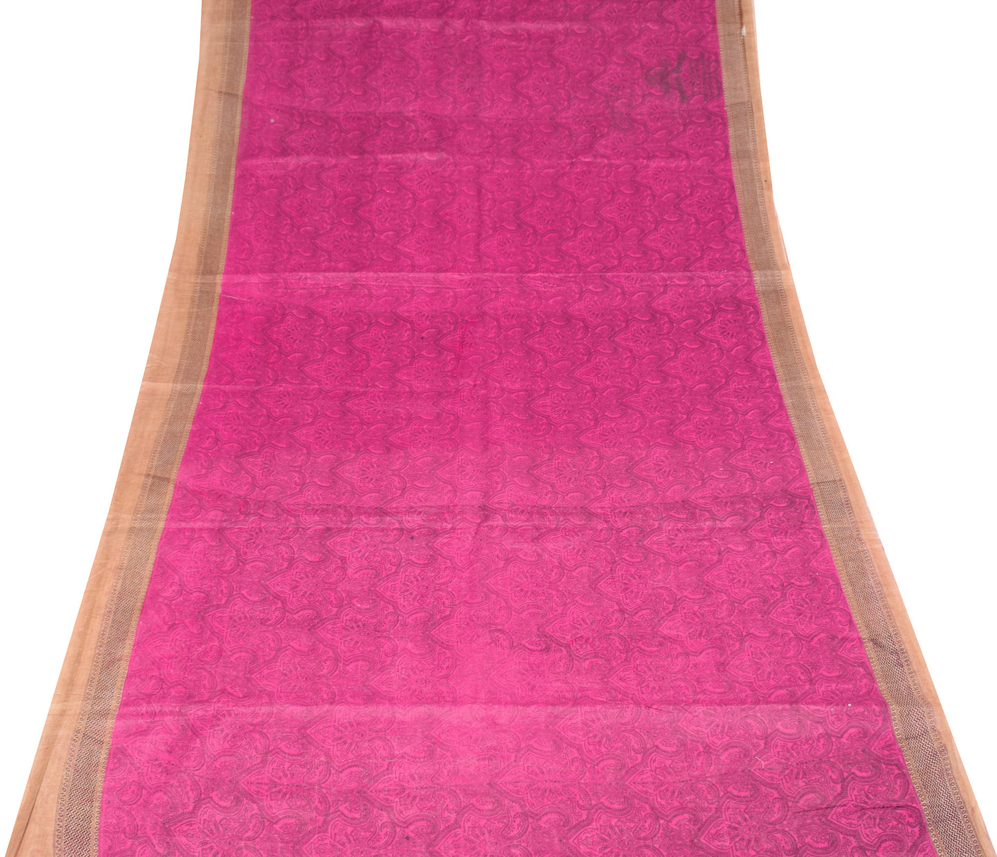 Sushila Vintage PaisleyPrinted Saree Magenta Pure Cotton Printed Craft Fabric