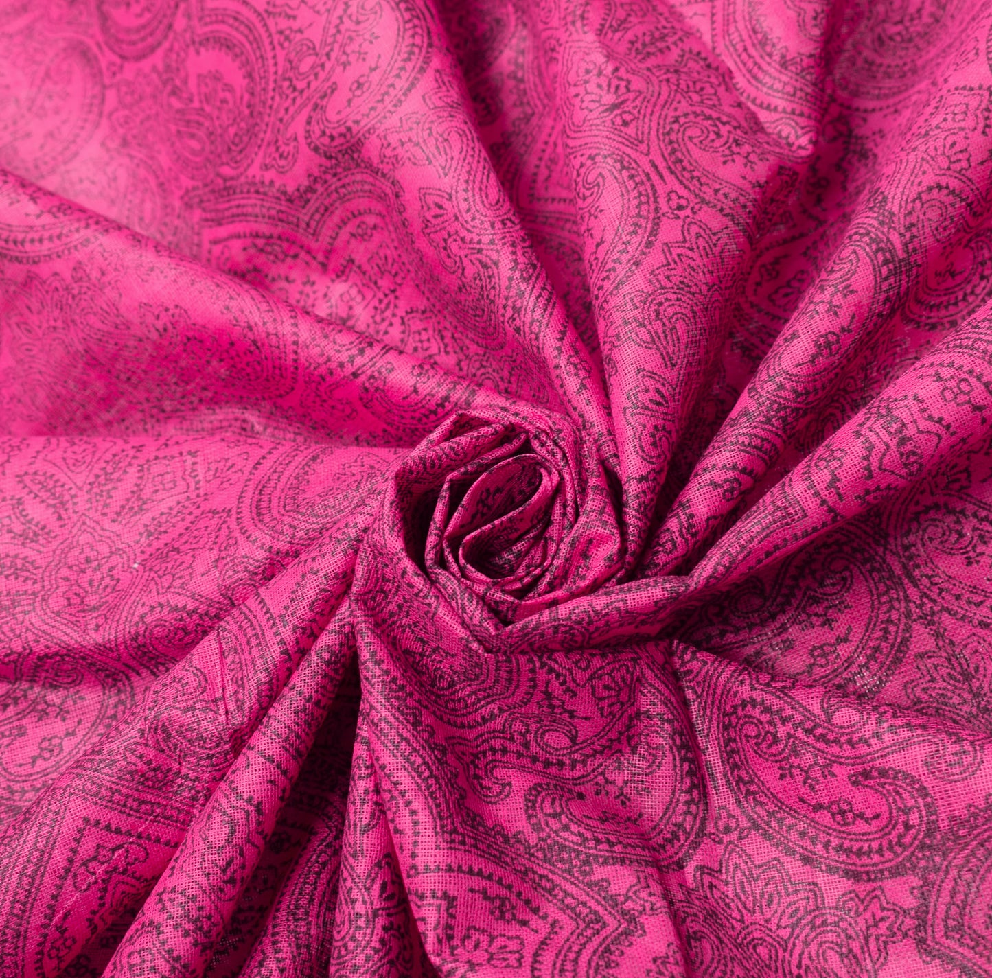 Sushila Vintage PaisleyPrinted Saree Magenta Pure Cotton Printed Craft Fabric
