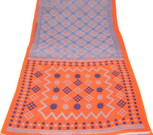 Sushila Vintage Gray Saree Pure Cotton Printed Floral Sari Craft Fabric