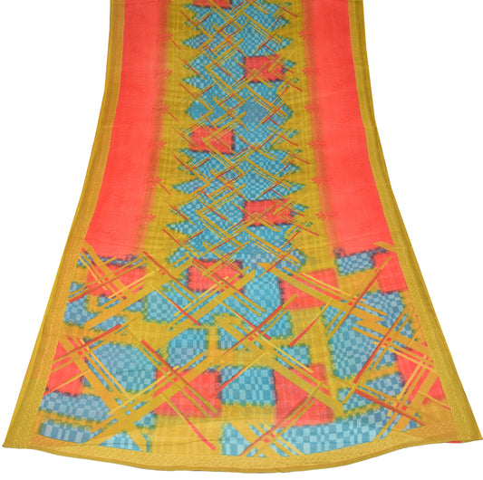 Sushila Vintage Multi-Color Saree Pure Cotton Printed Abstract Craft Fabric