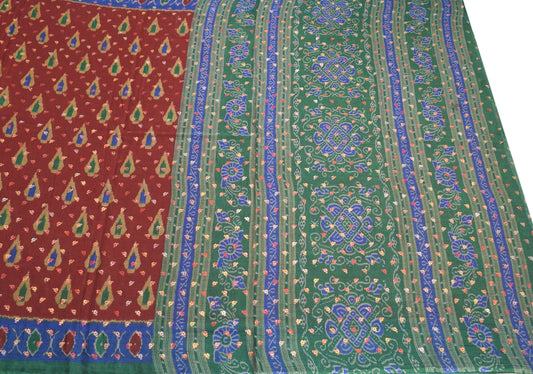 Sushila Vintage Soft Maroon Saree Pure Cotton Printed WORK Craft Fabric (PS-PCT MASTER) (Copy) (Copy)