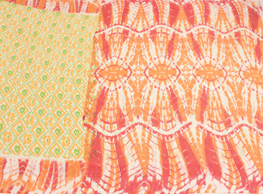 Sushila Vintage Cream Saree Pure Cotton Printed Geometrical Sari Craft Fabric