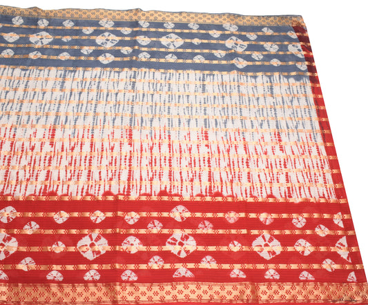 Sushila Vintage Tie-Dye Saree Pure Cotton Printed Multi-Color Soft Sari Craft Fabric