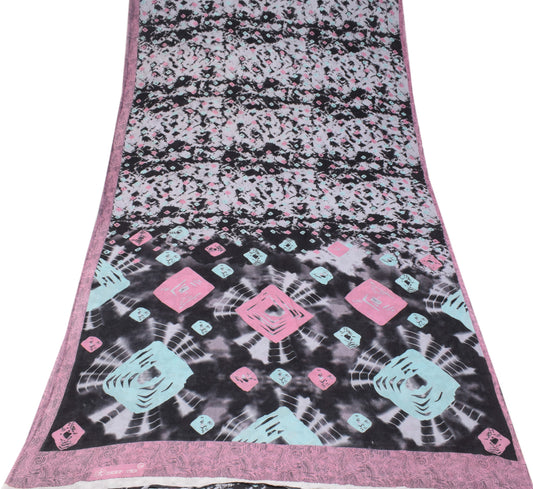 Sushila Vintage Multicolor Saree Pure Cotton Tie-Dye Soft Printed Sari Craft Fabric