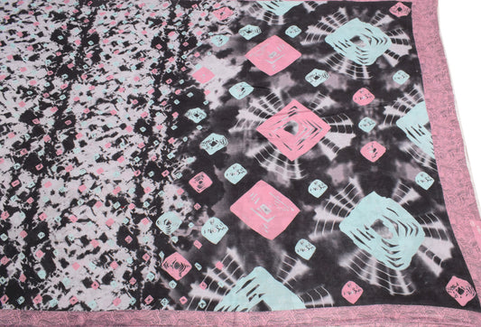 Sushila Vintage Multicolor Saree Pure Cotton Tie-Dye Soft Printed Sari Craft Fabric