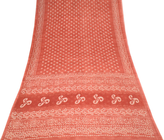 Sushila Vintage Geometrical Saree Pure Cotton Printed Indian Sari Craft Fabric