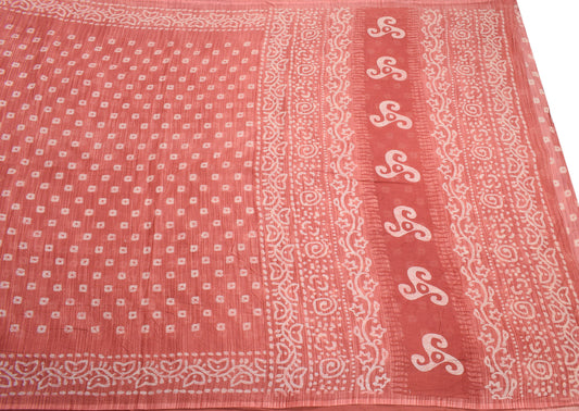 Sushila Vintage Geometrical Saree Pure Cotton Printed Indian Sari Craft Fabric