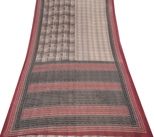 Sushila Vintage Soft Saree Pure Cotton Printed Abstract Sari Craft Fabric