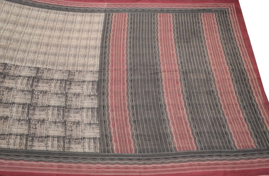 Sushila Vintage Soft Saree Pure Cotton Printed Abstract Sari Craft Fabric