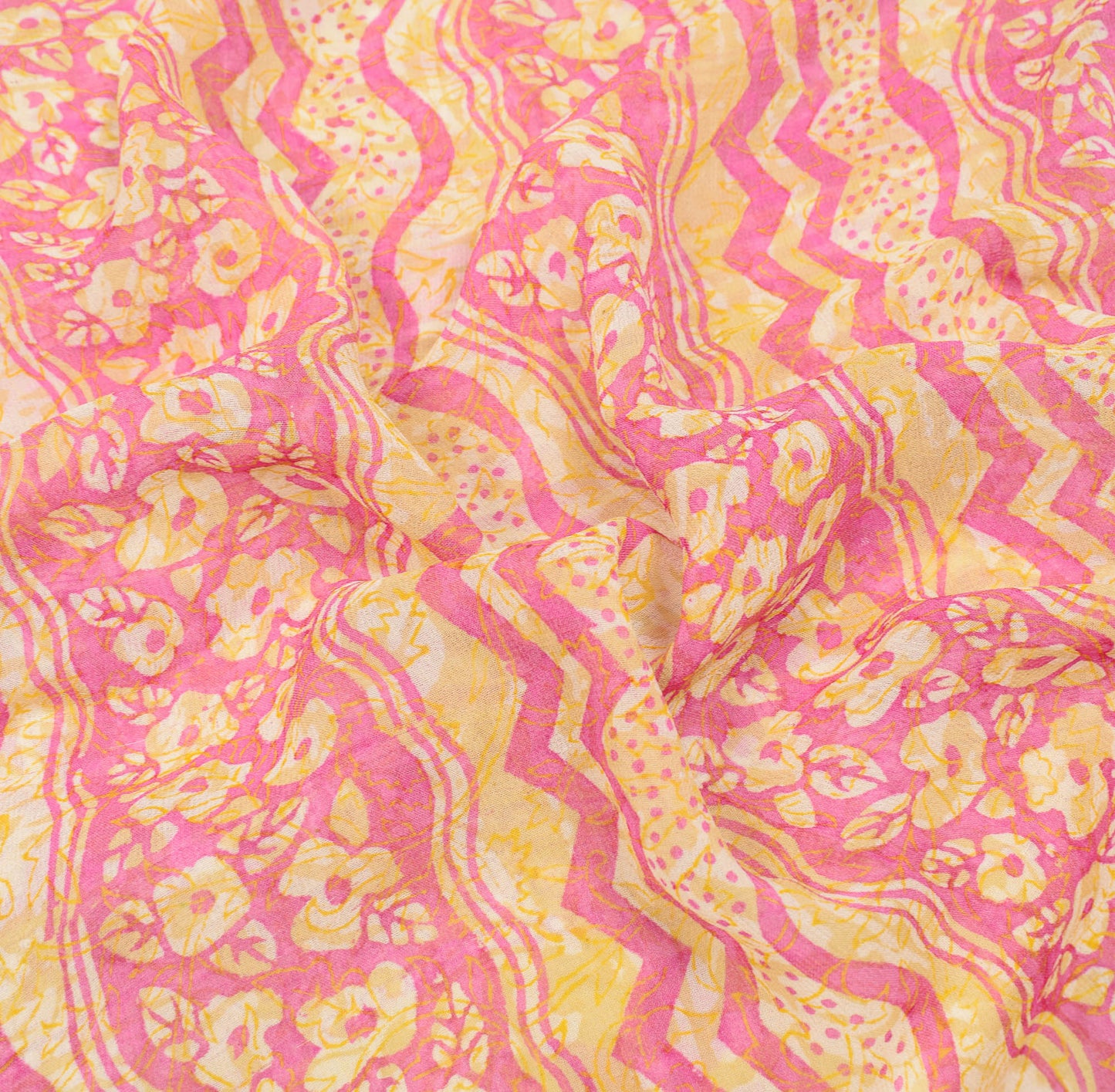 Sushila Vintage Stone Work Saree Pure Georgette Silk Pink Floral Hand Block Fabric