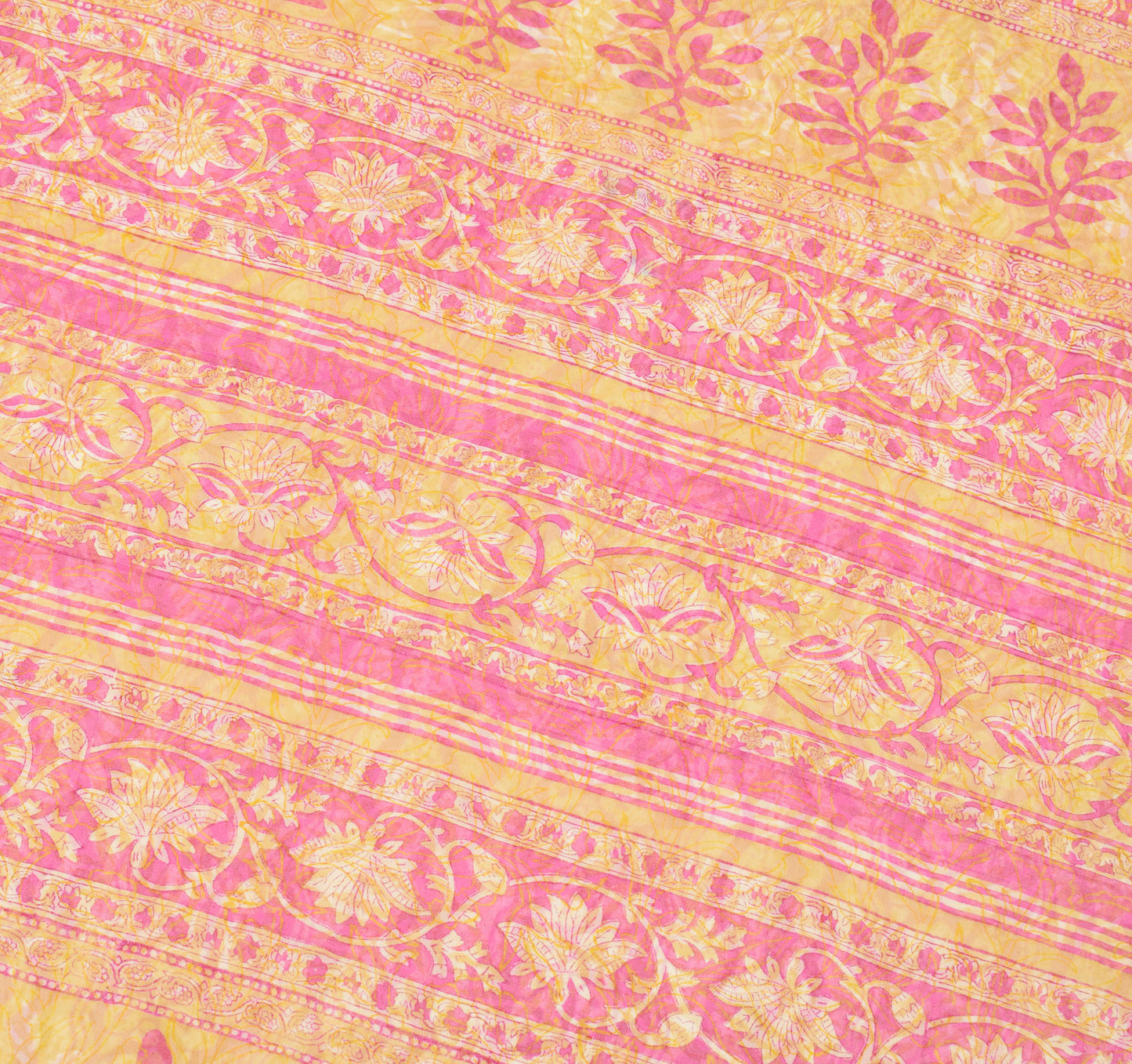 Sushila Vintage Stone Work Saree Pure Georgette Silk Pink Floral Hand Block Fabric