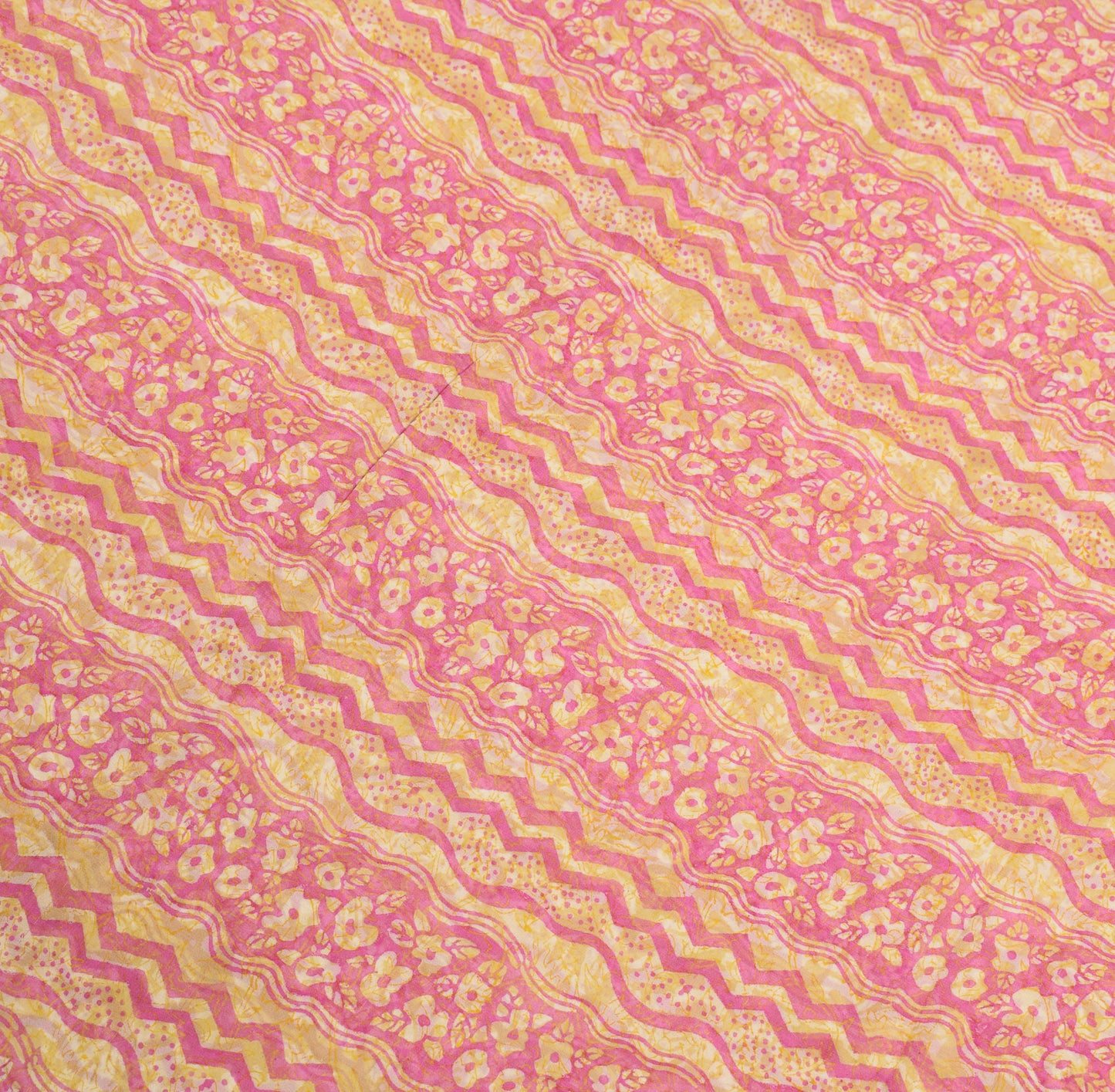 Sushila Vintage Stone Work Saree Pure Georgette Silk Pink Floral Hand Block Fabric