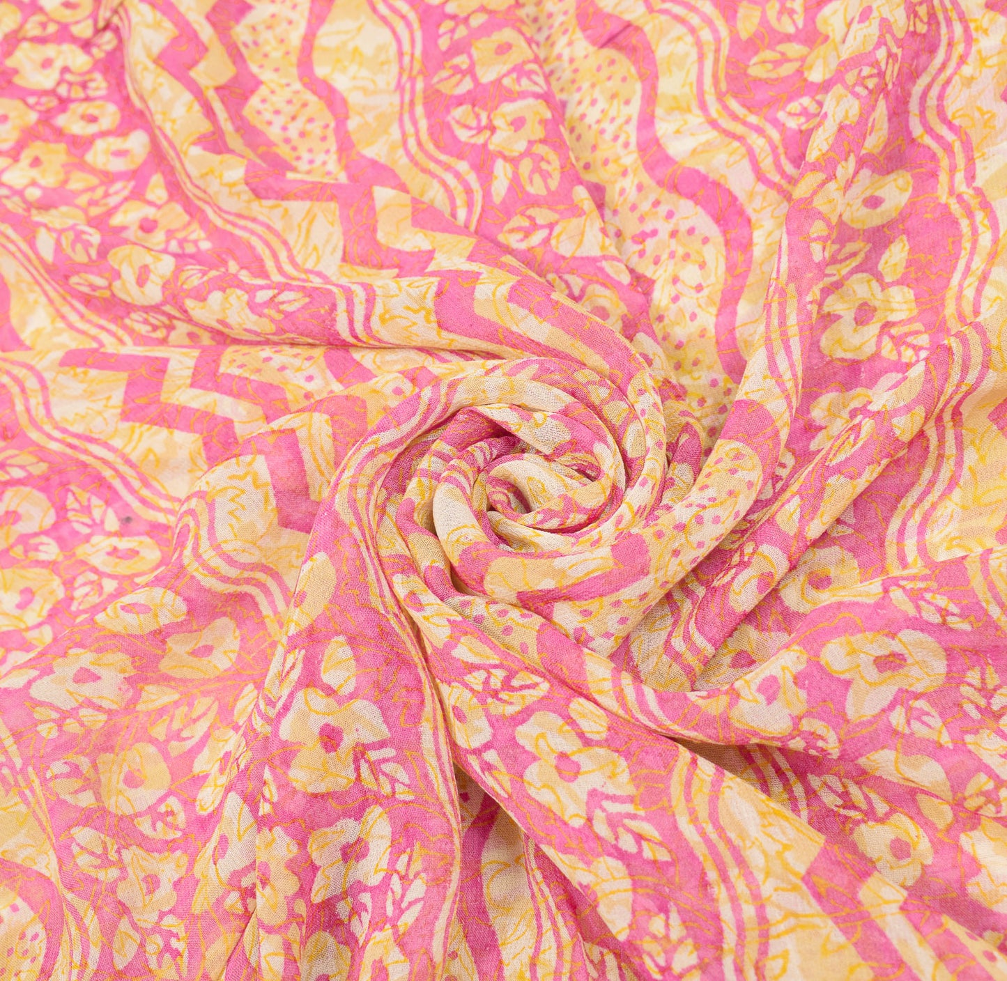 Sushila Vintage Stone Work Saree Pure Georgette Silk Pink Floral Hand Block Fabric