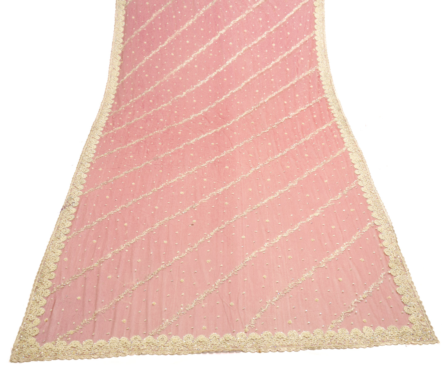 Sushila Vintage Maroon Indian Dupatta Net Mesh Hand Beaded Floral Long Stole Veil
