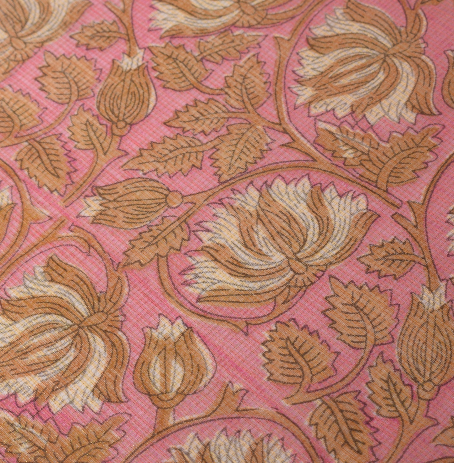 Sushila Vintage Hand Block Printed Dupatta Art Cotton Floral Pink Long Stole