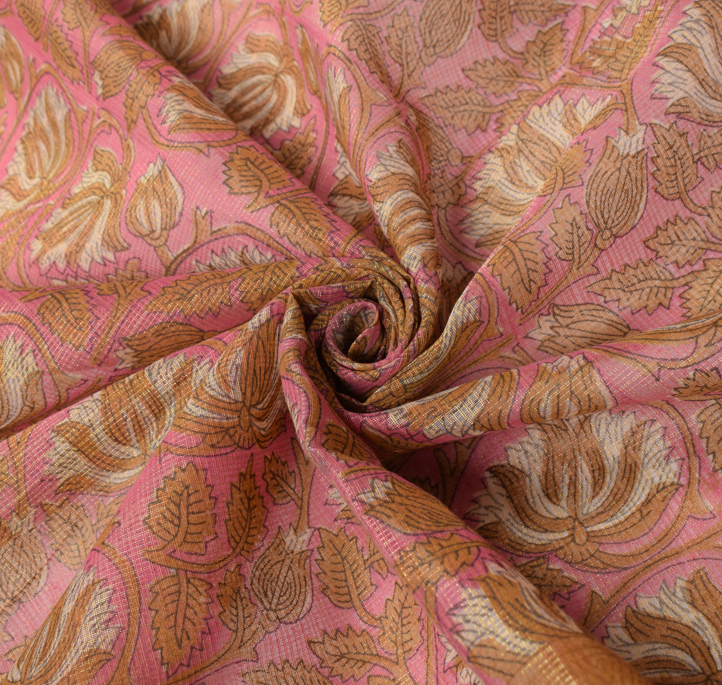 Sushila Vintage Hand Block Printed Dupatta Art Cotton Floral Pink Long Stole