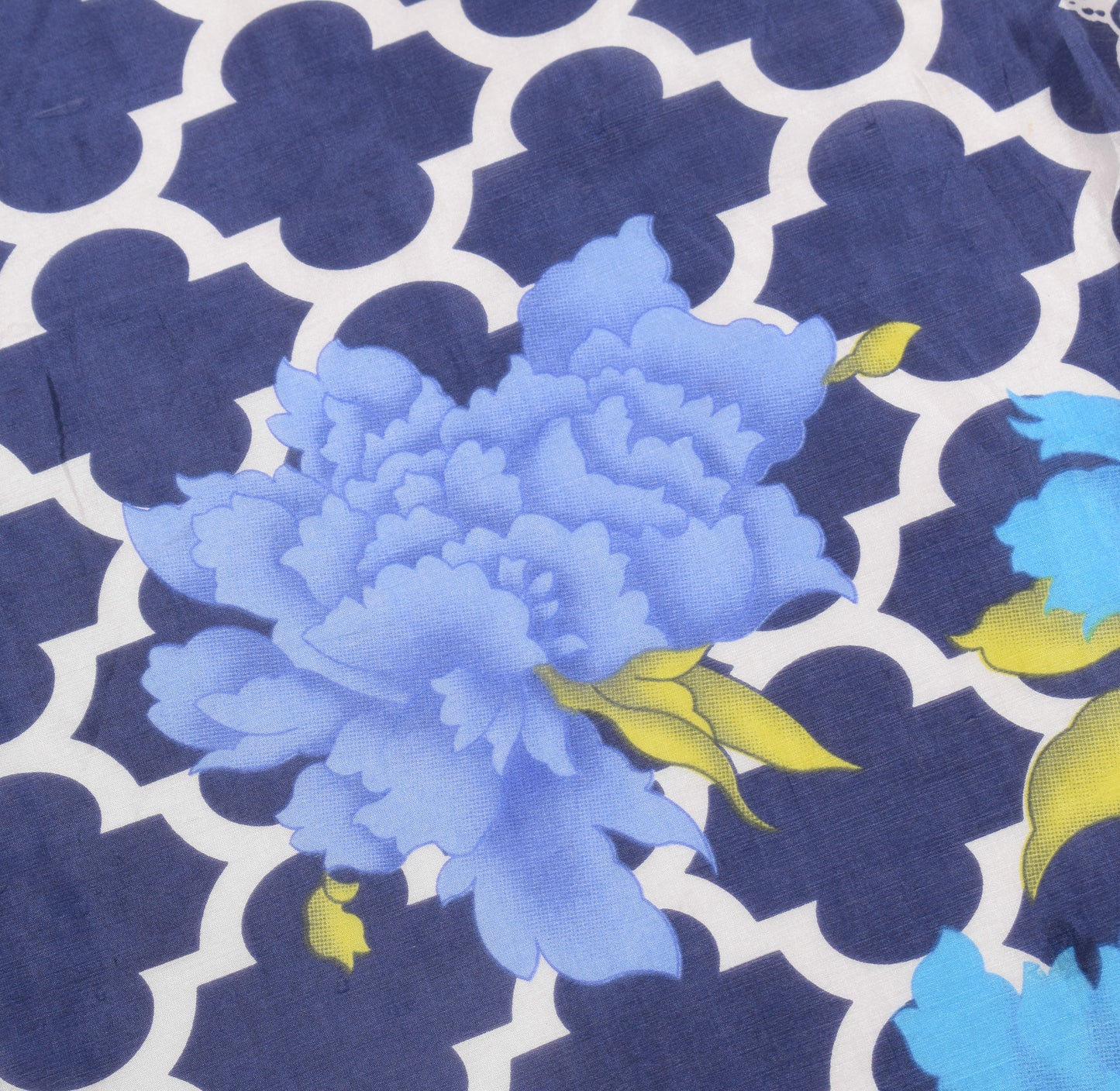 Sushila Vintage Floral Printed Dupatta 100% Pure Silk Blue Soft Long Stole