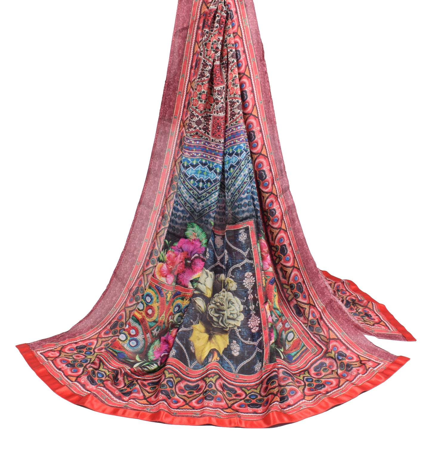 Sushila Vintage Pure Silk Dupatta Multi-Color Digital Printed Soft Long Stole