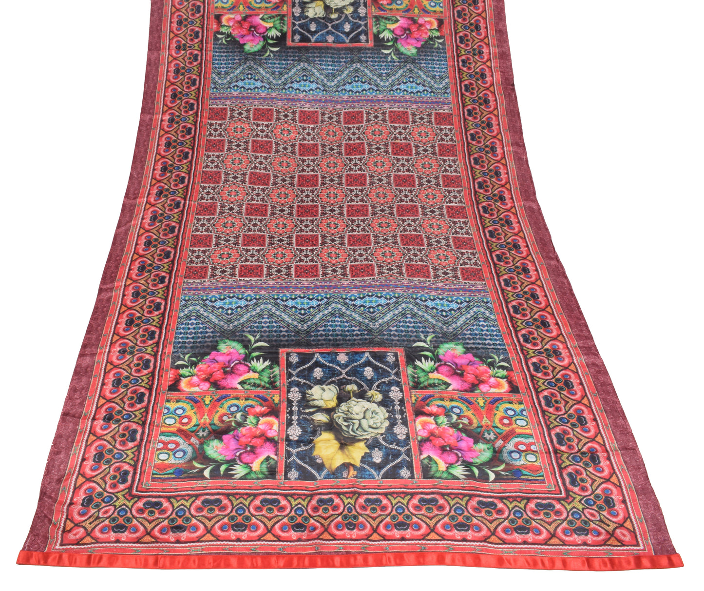 Sushila Vintage Pure Silk Dupatta Multi-Color Digital Printed Soft Long Stole