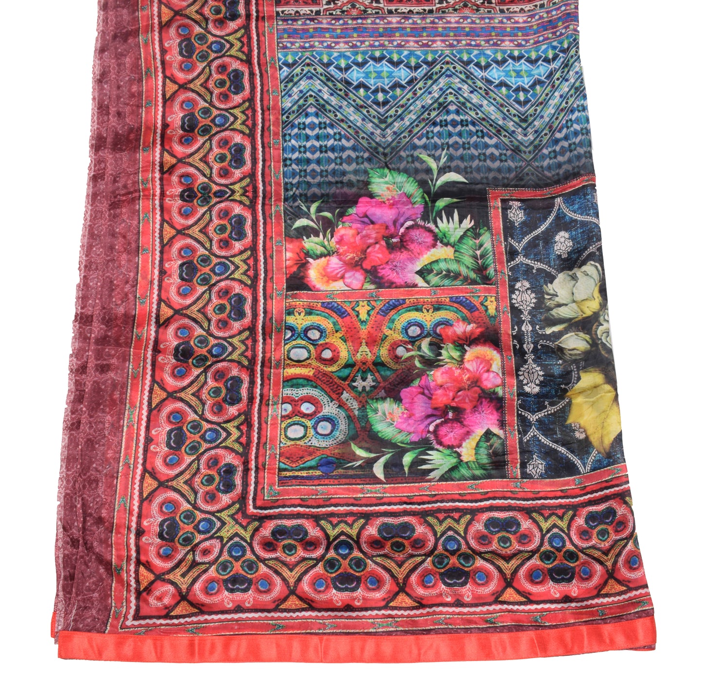 Sushila Vintage Pure Silk Dupatta Multi-Color Digital Printed Soft Long Stole