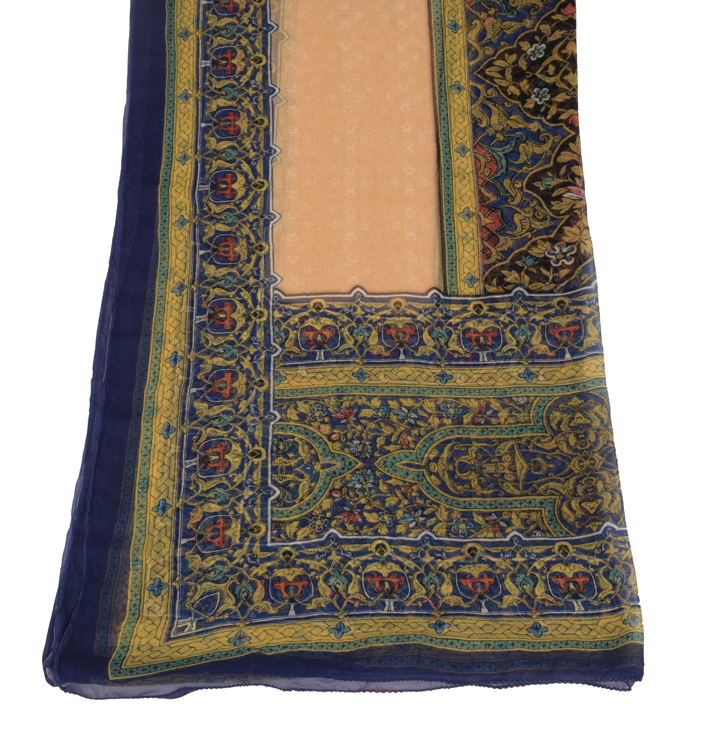 Sushila Vintage Light Yellow Printed Dupatta Pure Georgette Long Stole