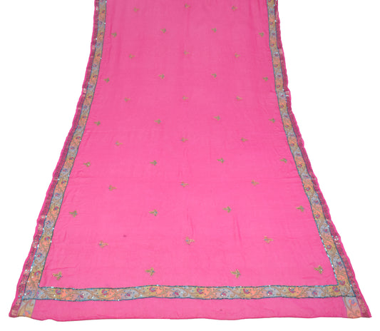 Sushila Vintage Fuchsia Pink Dupatta Pure Georgette Printed & Embroidered Long Stole