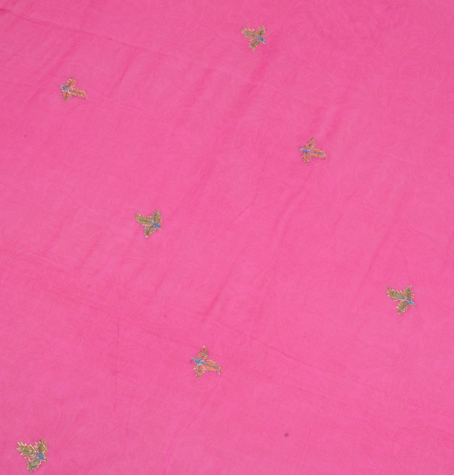 Sushila Vintage Fuchsia Pink Dupatta Pure Georgette Printed & Embroidered Long Stole