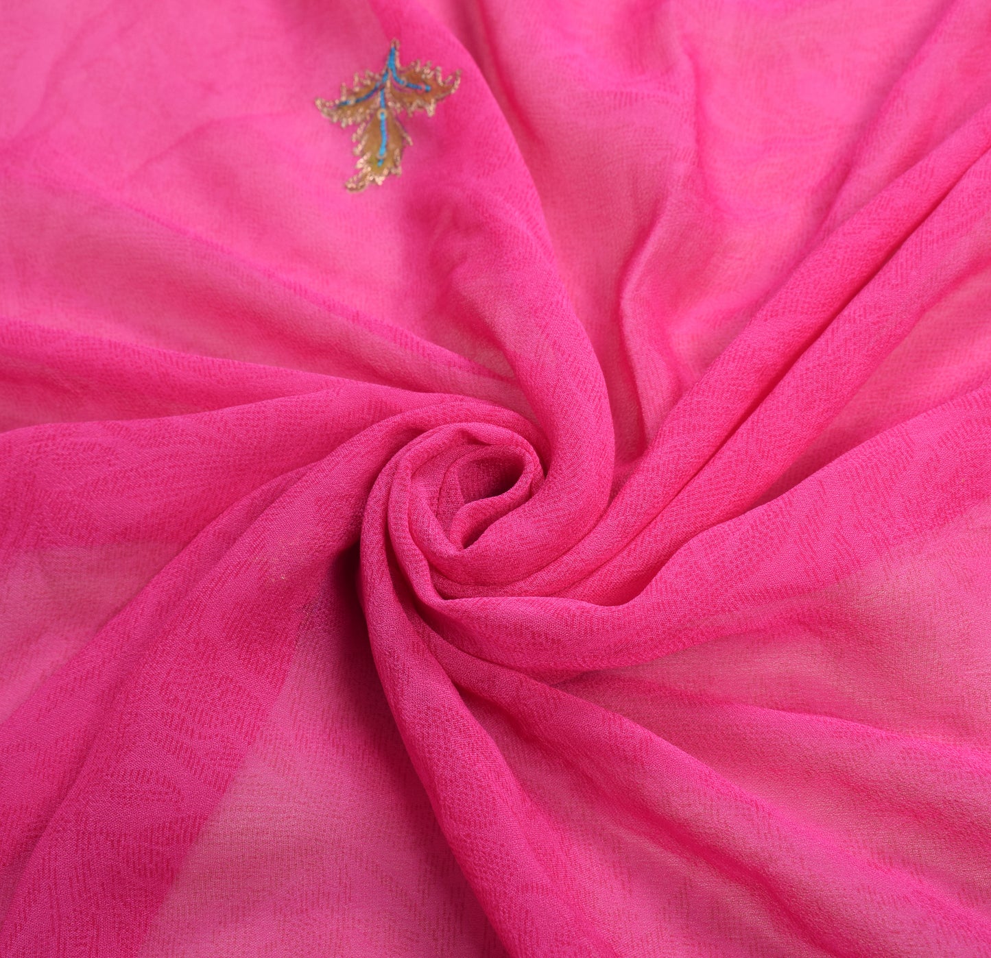 Sushila Vintage Fuchsia Pink Dupatta Pure Georgette Printed & Embroidered Long Stole