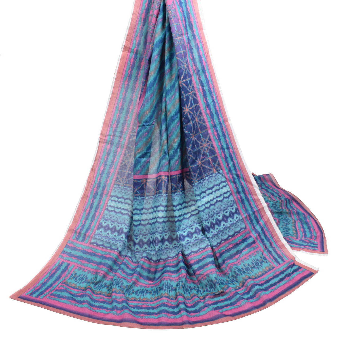Sushila Vintage Blue Dupatta Pure Cotton Printed Soft Long Stole