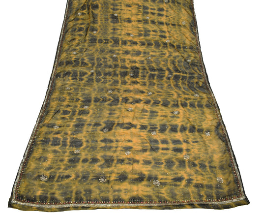 Sushila Vintage Green Tie-Dye Dupatta Hand Beaded Pure Chiffon Long Stole
