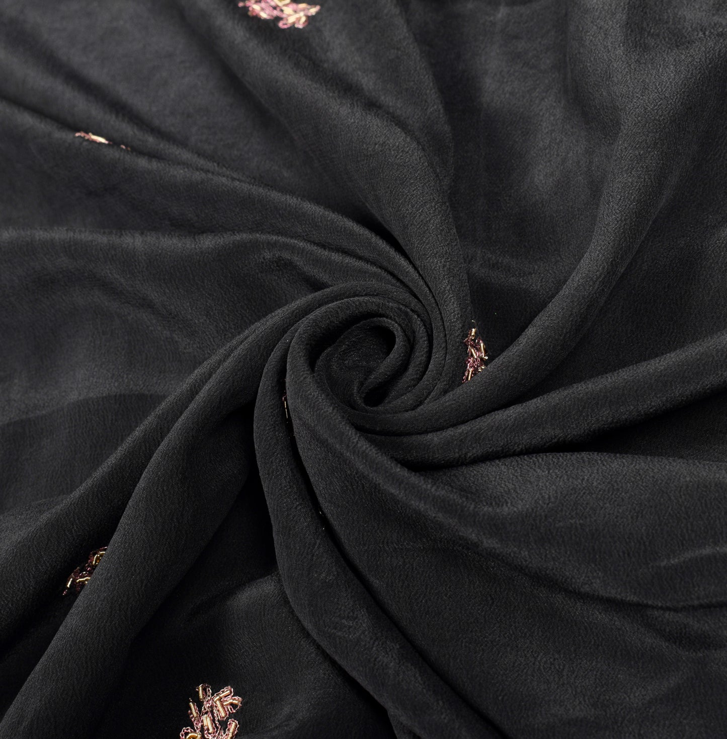 Sushila Vintage Pure Crepe Silk Dupatta Black Zardozi Work Long Stole