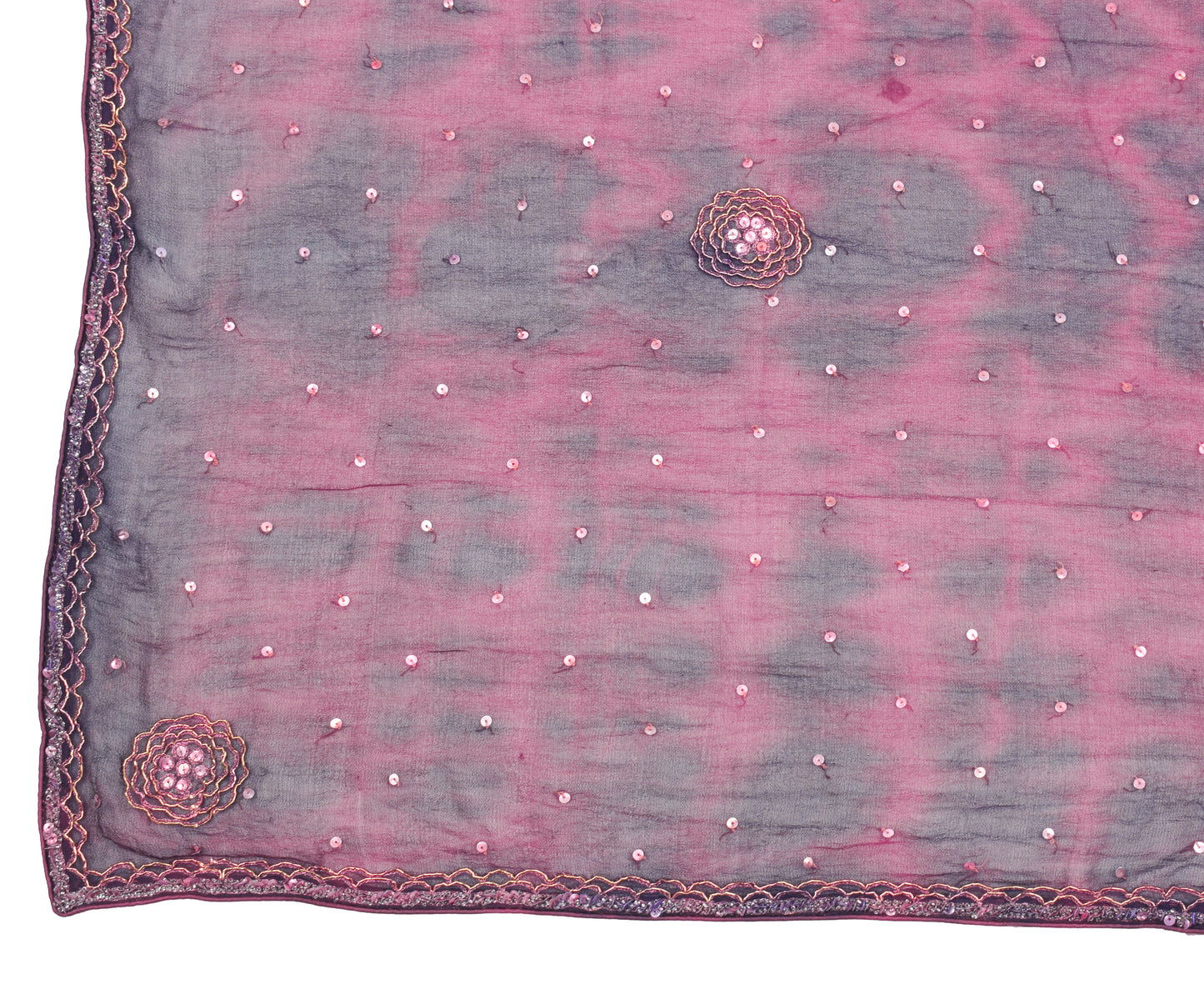 Sushila Vintage Dark Blue Tie-Dye Dupatta Pure Georgette Hand Beaded Long Stole