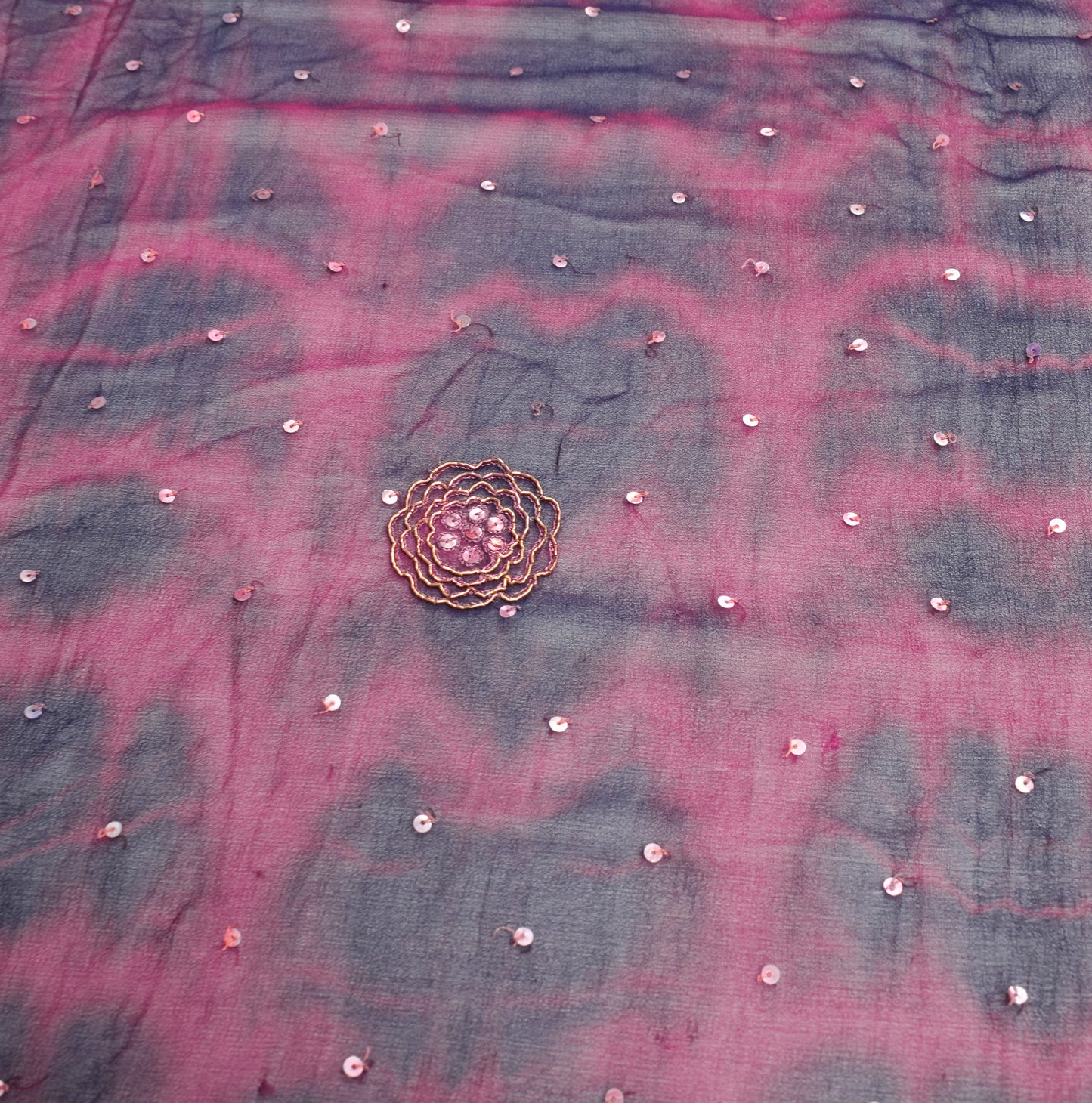 Sushila Vintage Dark Blue Tie-Dye Dupatta Pure Georgette Hand Beaded Long Stole