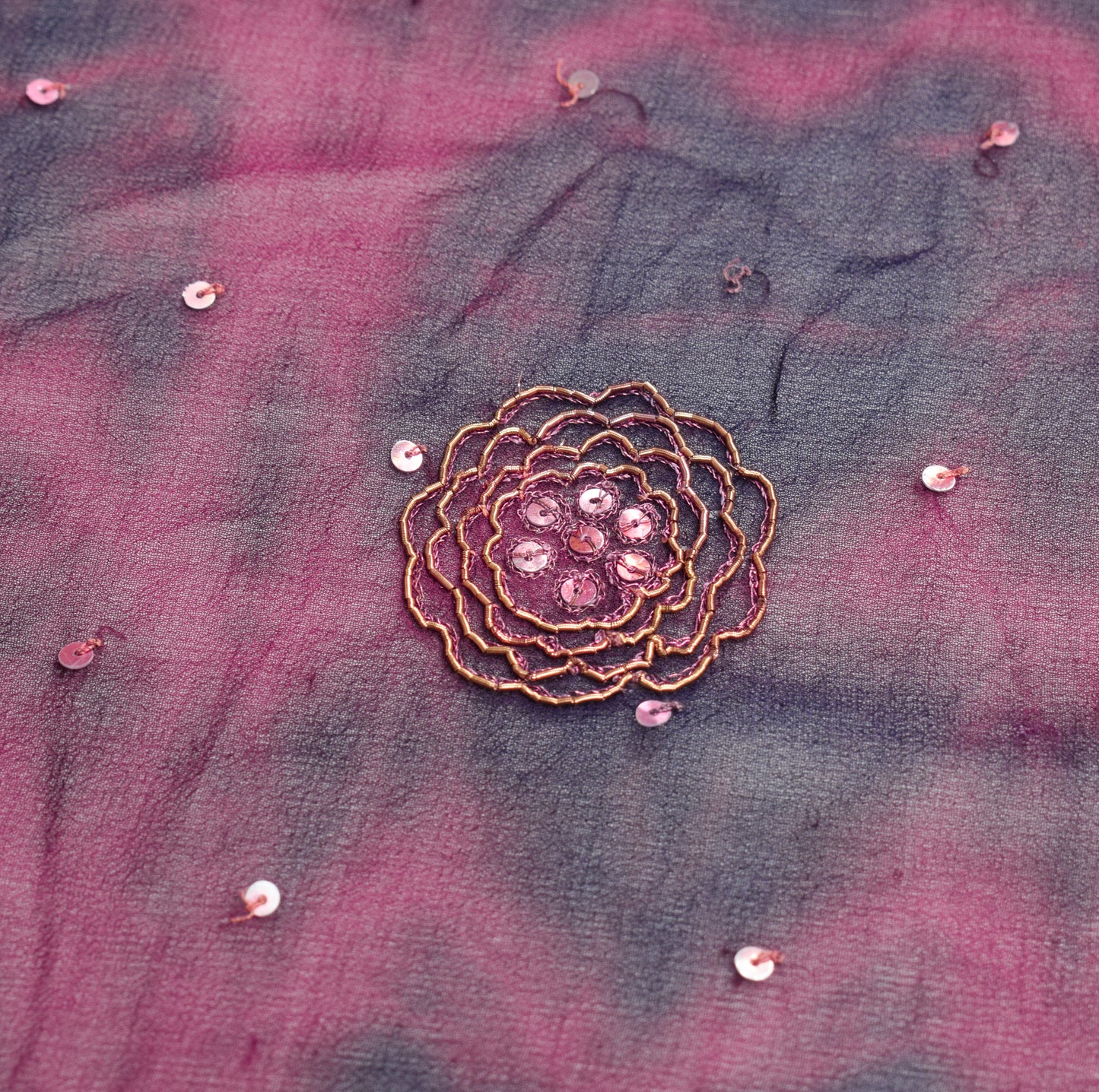 Sushila Vintage Dark Blue Tie-Dye Dupatta Pure Georgette Hand Beaded Long Stole