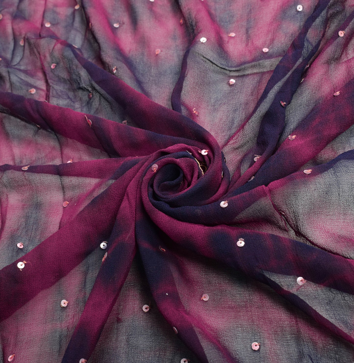 Sushila Vintage Dark Blue Tie-Dye Dupatta Pure Georgette Hand Beaded Long Stole