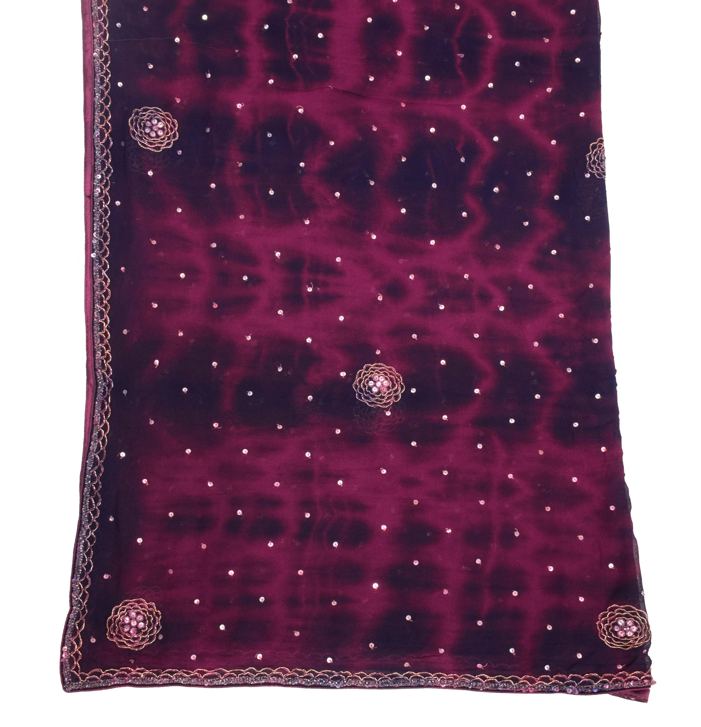 Sushila Vintage Dark Blue Tie-Dye Dupatta Pure Georgette Hand Beaded Long Stole