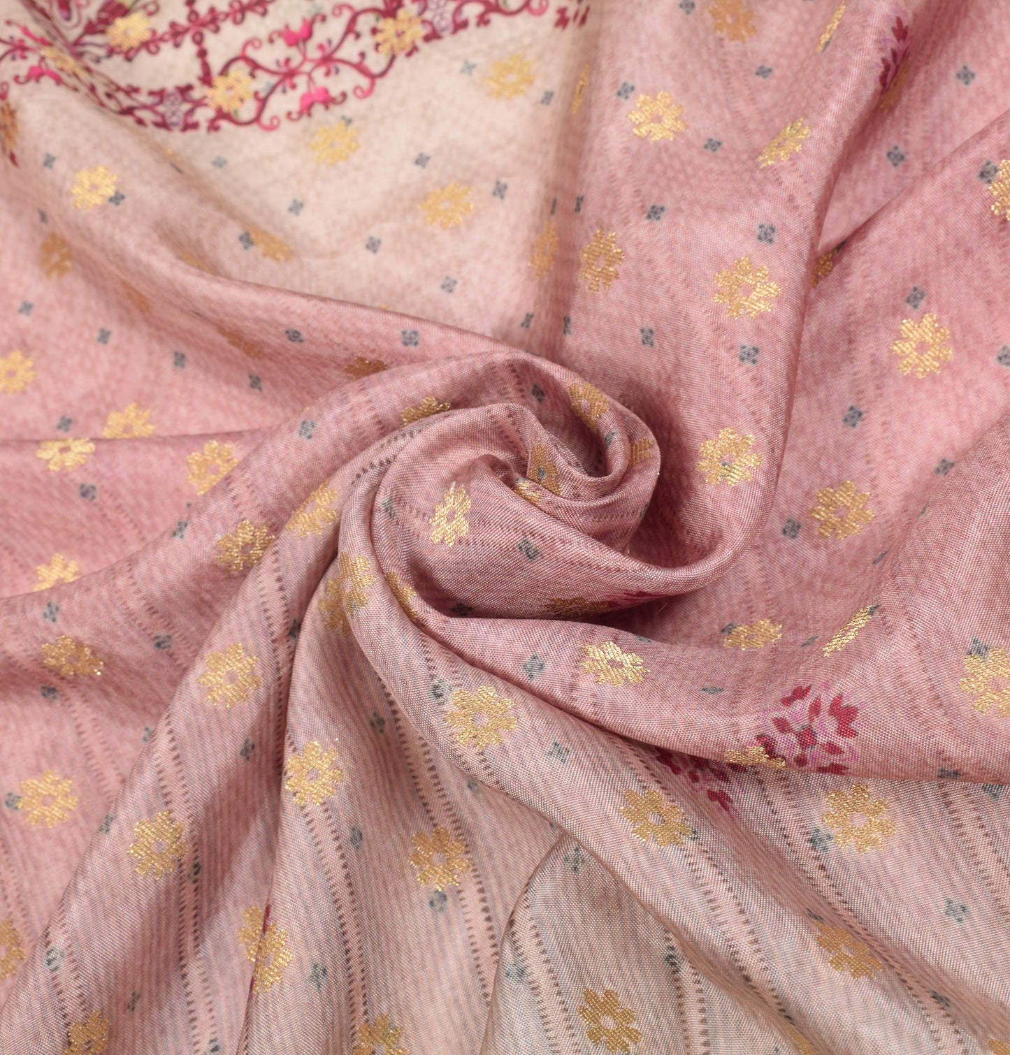 Sushila Vintage Mauve Dupatta Pure Silk Digital Printed & Woven Floral Long Stole