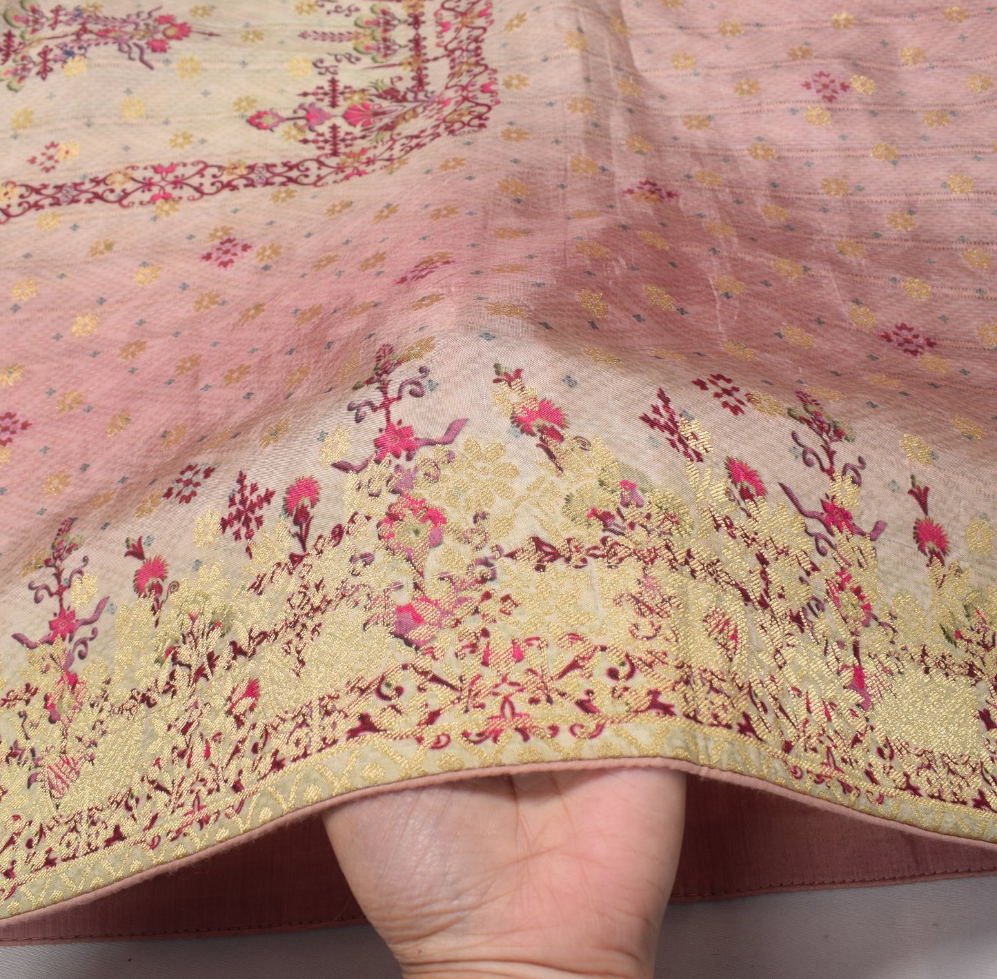 Sushila Vintage Mauve Dupatta Pure Silk Digital Printed & Woven Floral Long Stole