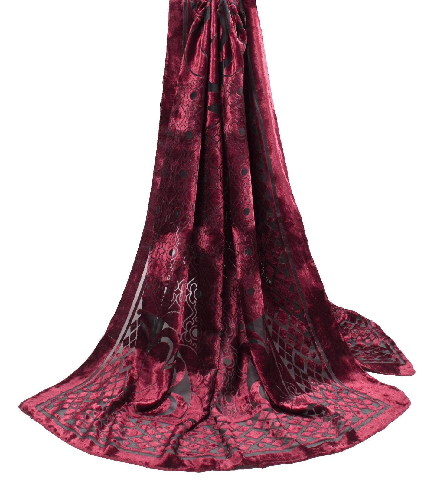 Sushila Vintage Brasso Velvet Dupatta Floral Woven Soft Indian Black Long Stole