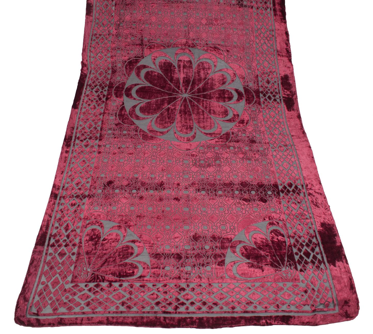 Sushila Vintage Brasso Velvet Dupatta Floral Woven Soft Indian Black Long Stole