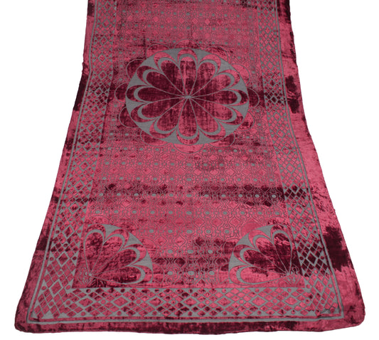 Sushila Vintage Brasso Velvet Dupatta Floral Woven Soft Indian Black Long Stole