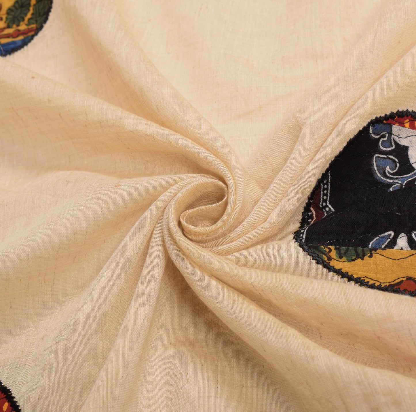 Sushila Vintage Pure Cotton Dupatta Patch Work Light Brown Long Stole