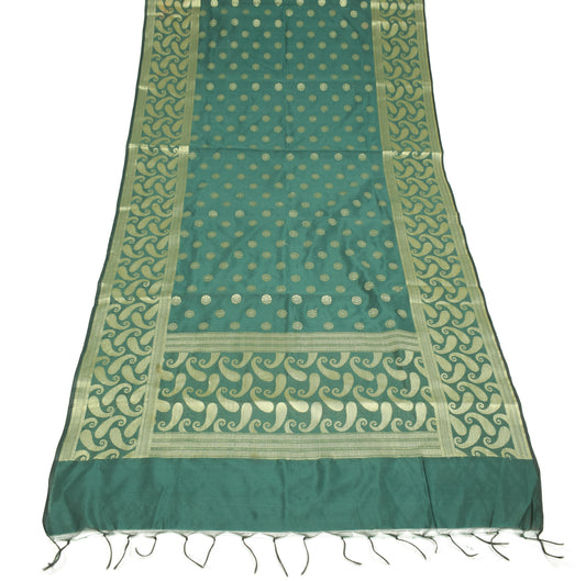 Sushila Vintage Dark Green Dupatta Resham Woven Art Silk Long Stole