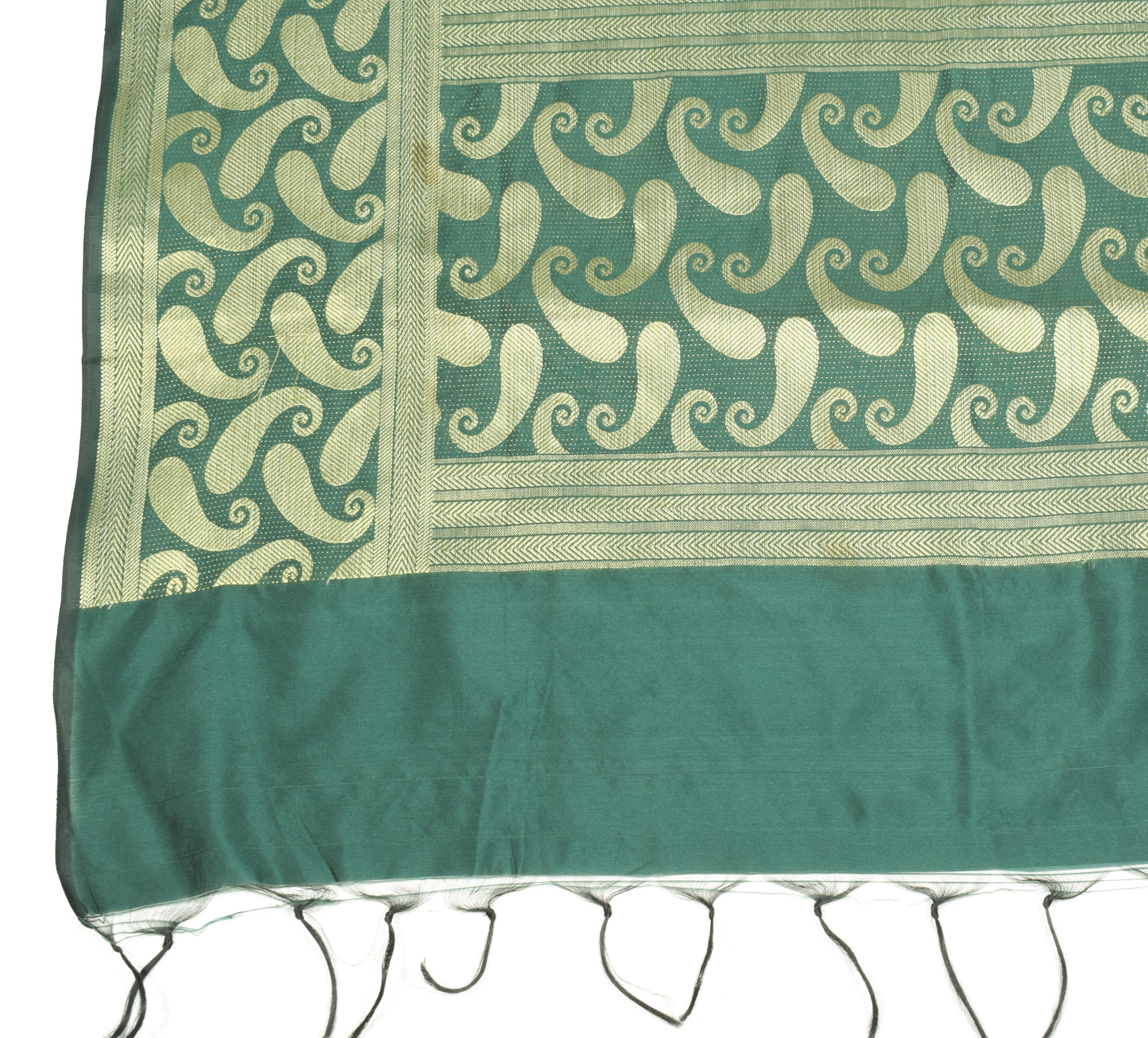 Sushila Vintage Dark Green Dupatta Resham Woven Art Silk Long Stole