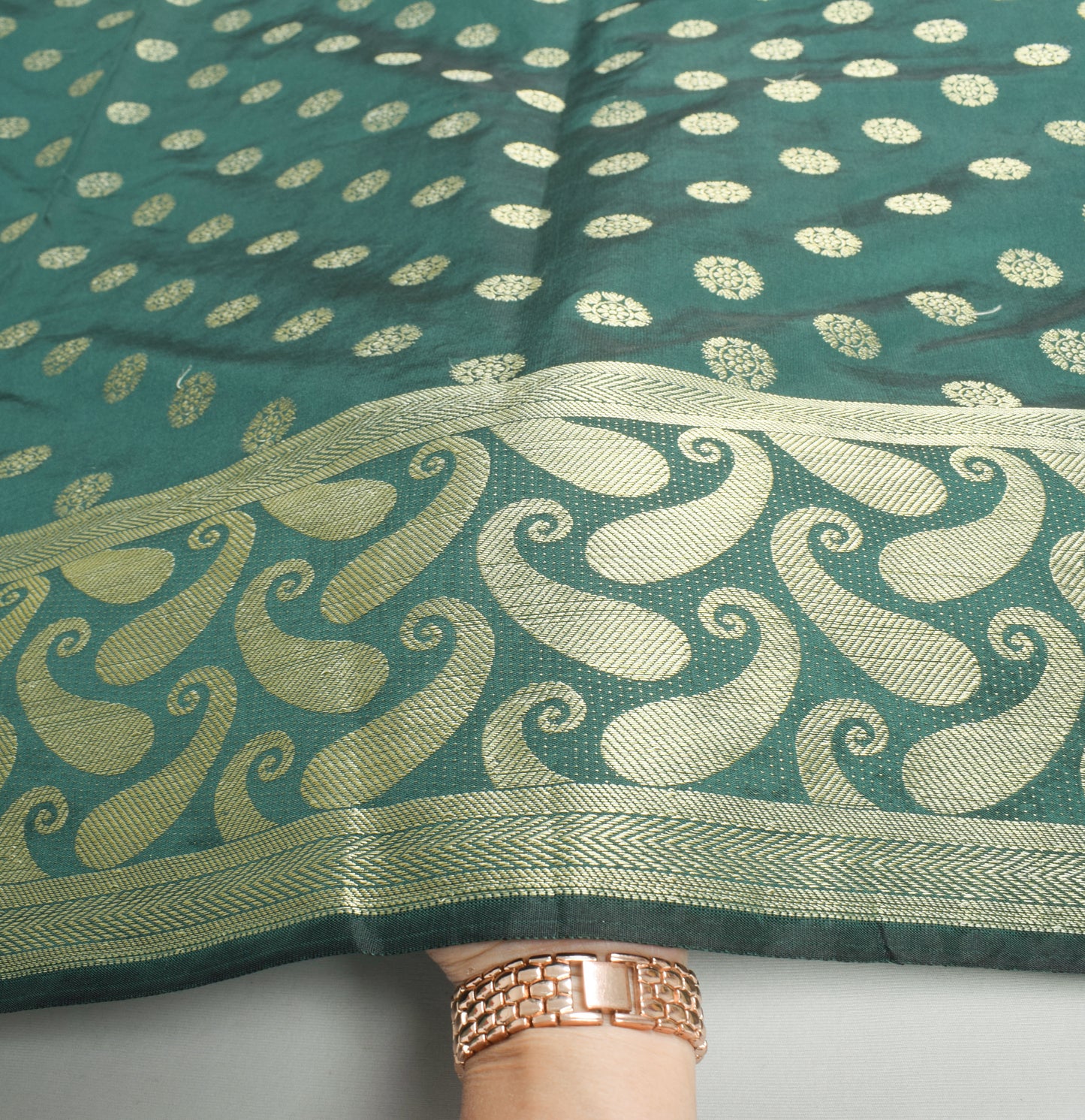 Sushila Vintage Dark Green Dupatta Resham Woven Art Silk Long Stole