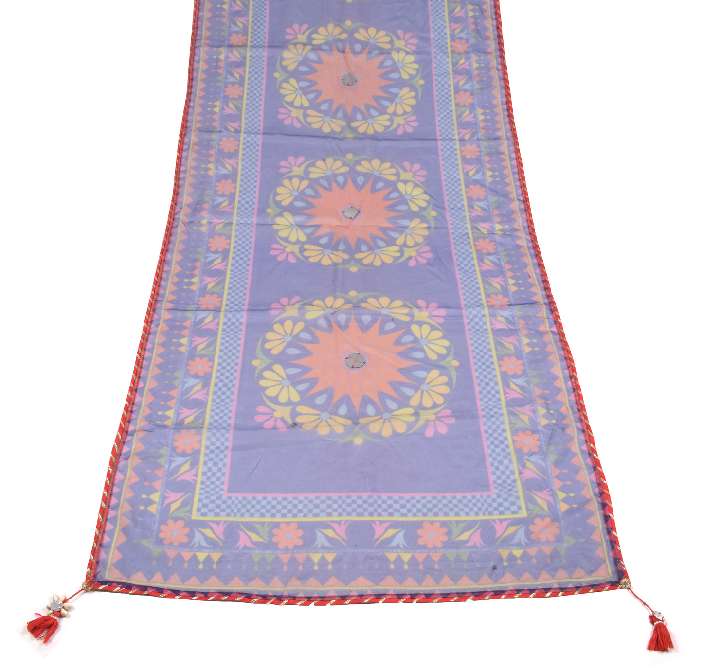 Sushila Vintage Floral Blue Dupatta Art Organza Digital Printed Long Stole