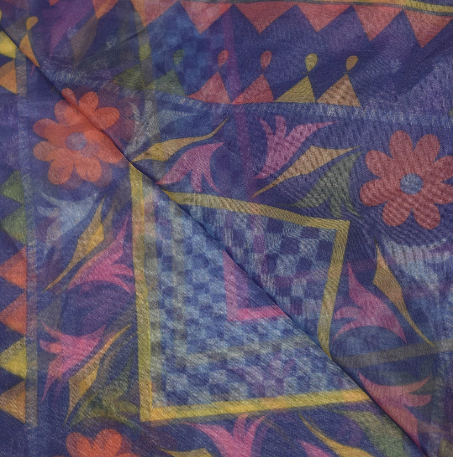 Sushila Vintage Floral Blue Dupatta Art Organza Digital Printed Long Stole