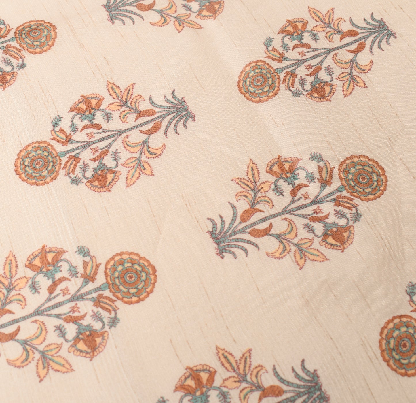 Sushila Vintage Beige Hand Block Printed Dupatta Art Cotton Silk Long Stole (Copy)