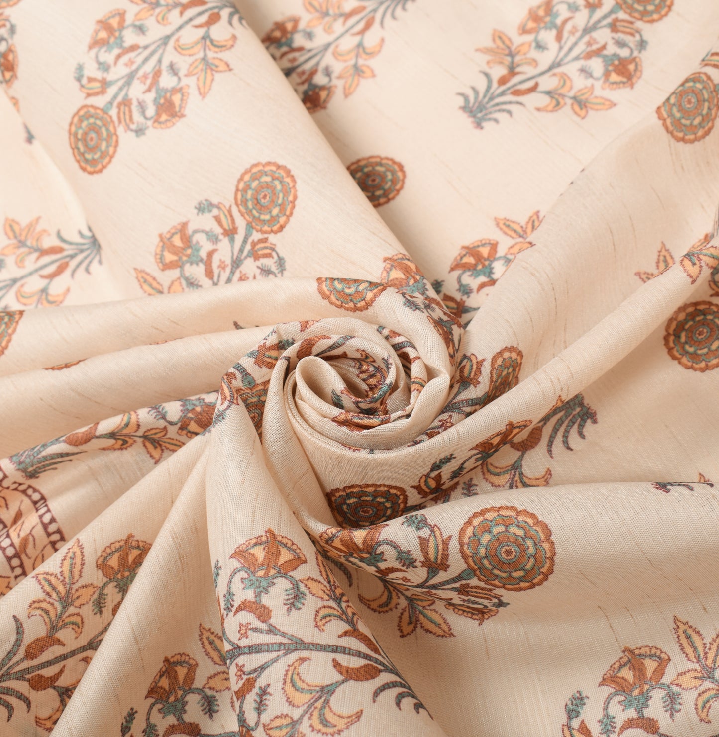 Sushila Vintage Beige Hand Block Printed Dupatta Art Cotton Silk Long Stole (Copy)