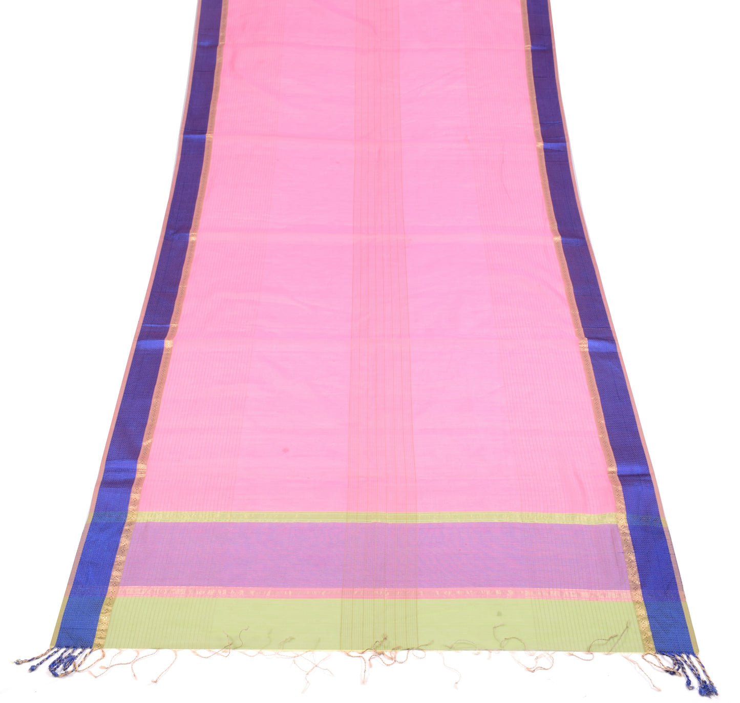 Sushila Vintage Pink Dupatta Pure Cotton Silk Stripes Woven Long Stole